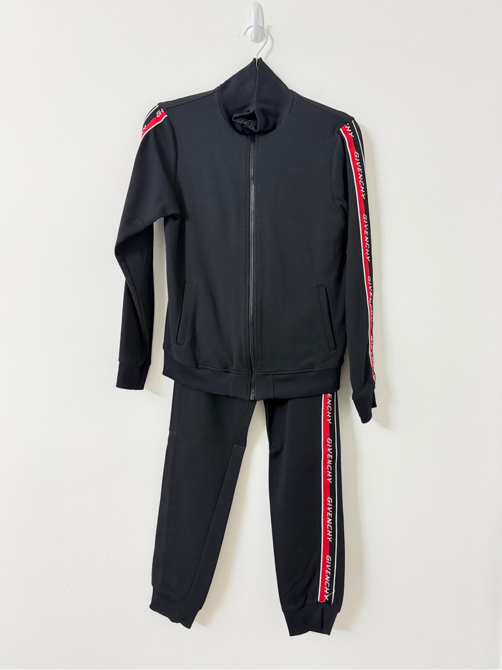 Givenchy Black Track Jacket with Red Stripe Trim